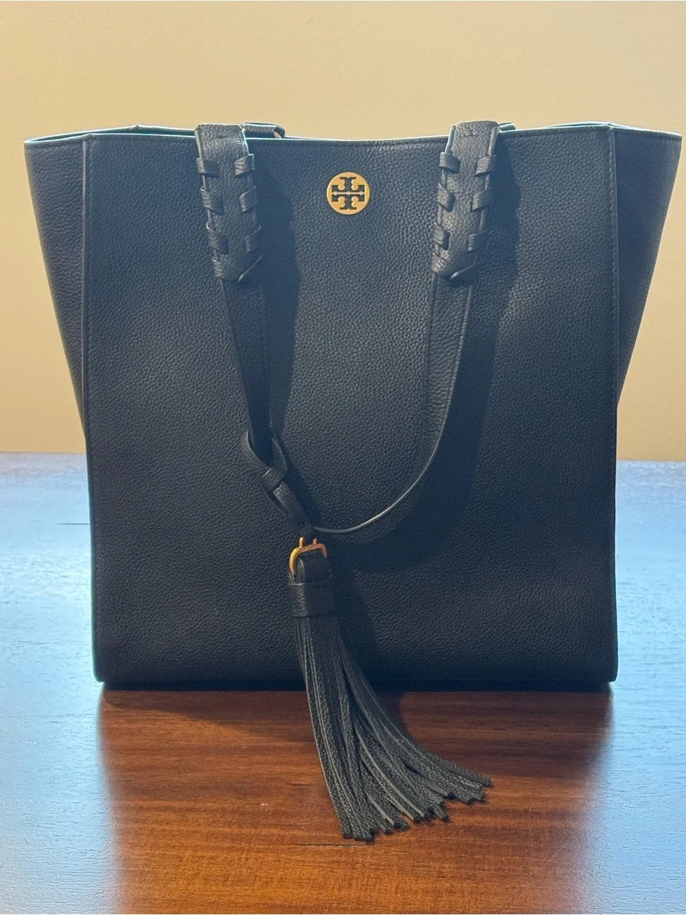 Authentic Tory Burch Taylor Pebbled Leather Tote in Black